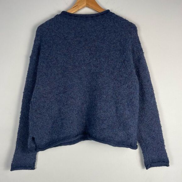 ANA Heathered Blue‎ Boxy Fit Cropped Sweater Size L NEW Crewneck Long Sleeves - Picture 7 of 10